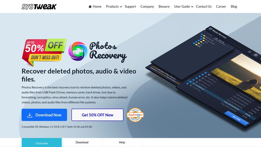 Photos Recovery By Systweak Landing Page