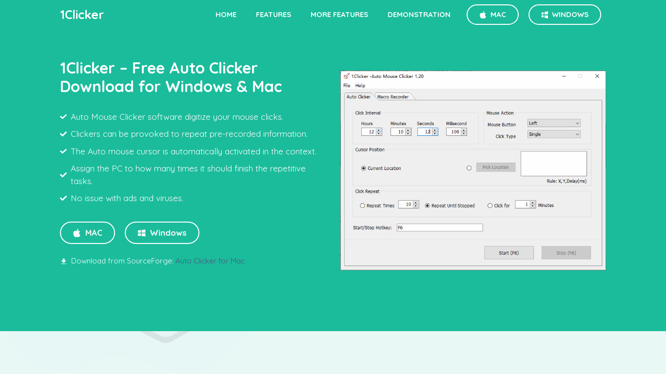 1Clicker Landing page