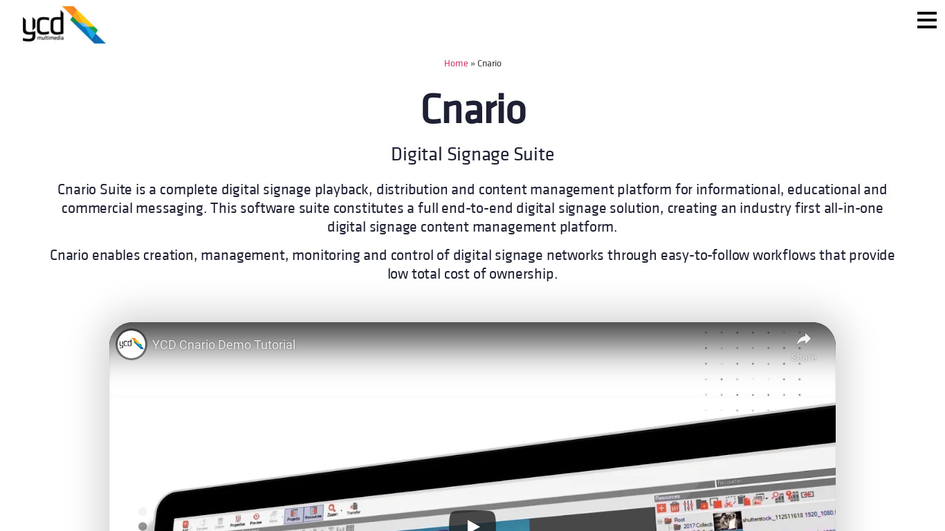 Cnario by YCD Multimedia Landing page