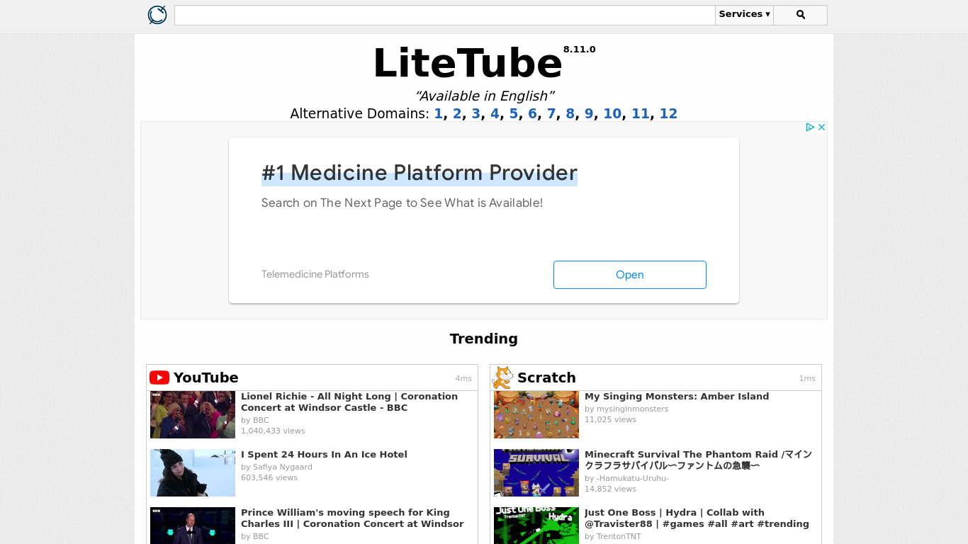 LiteTube Landing page