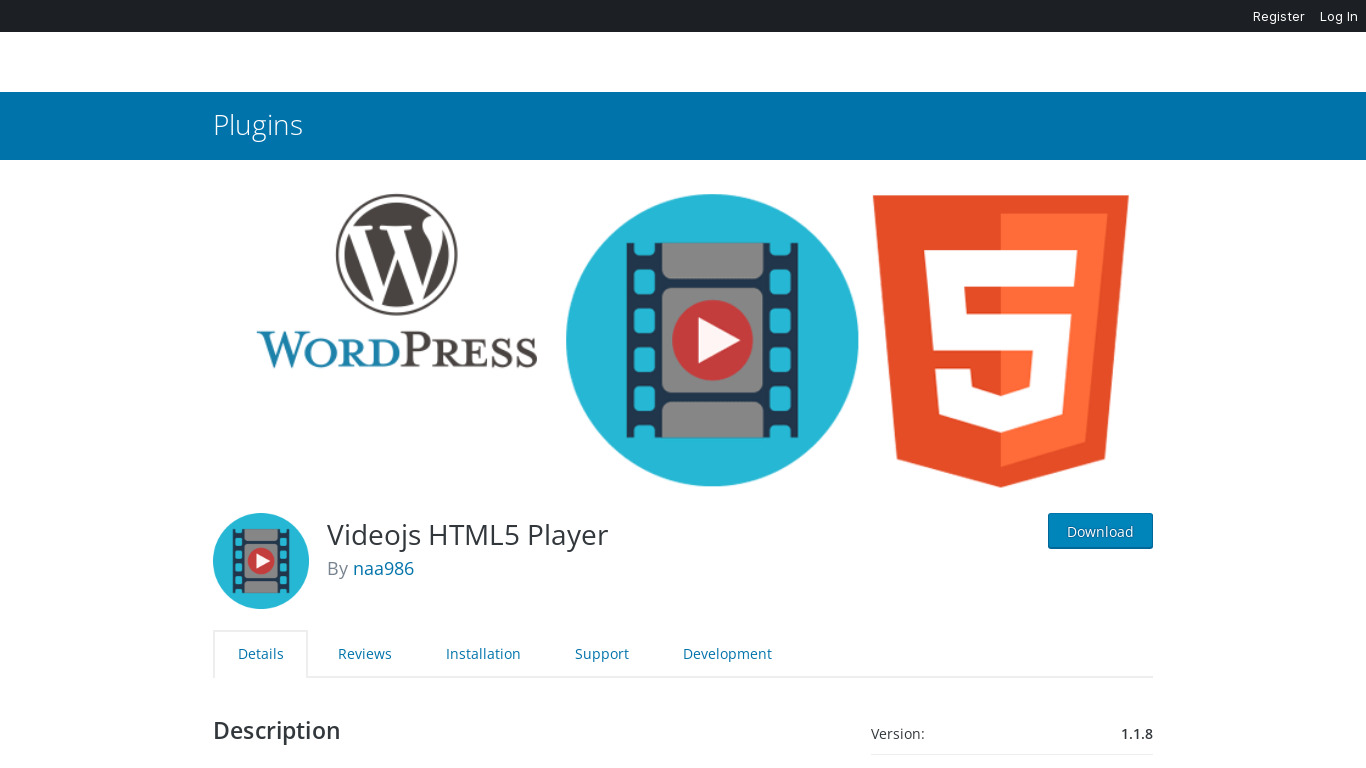 Videojs HTML5 Player Landing page