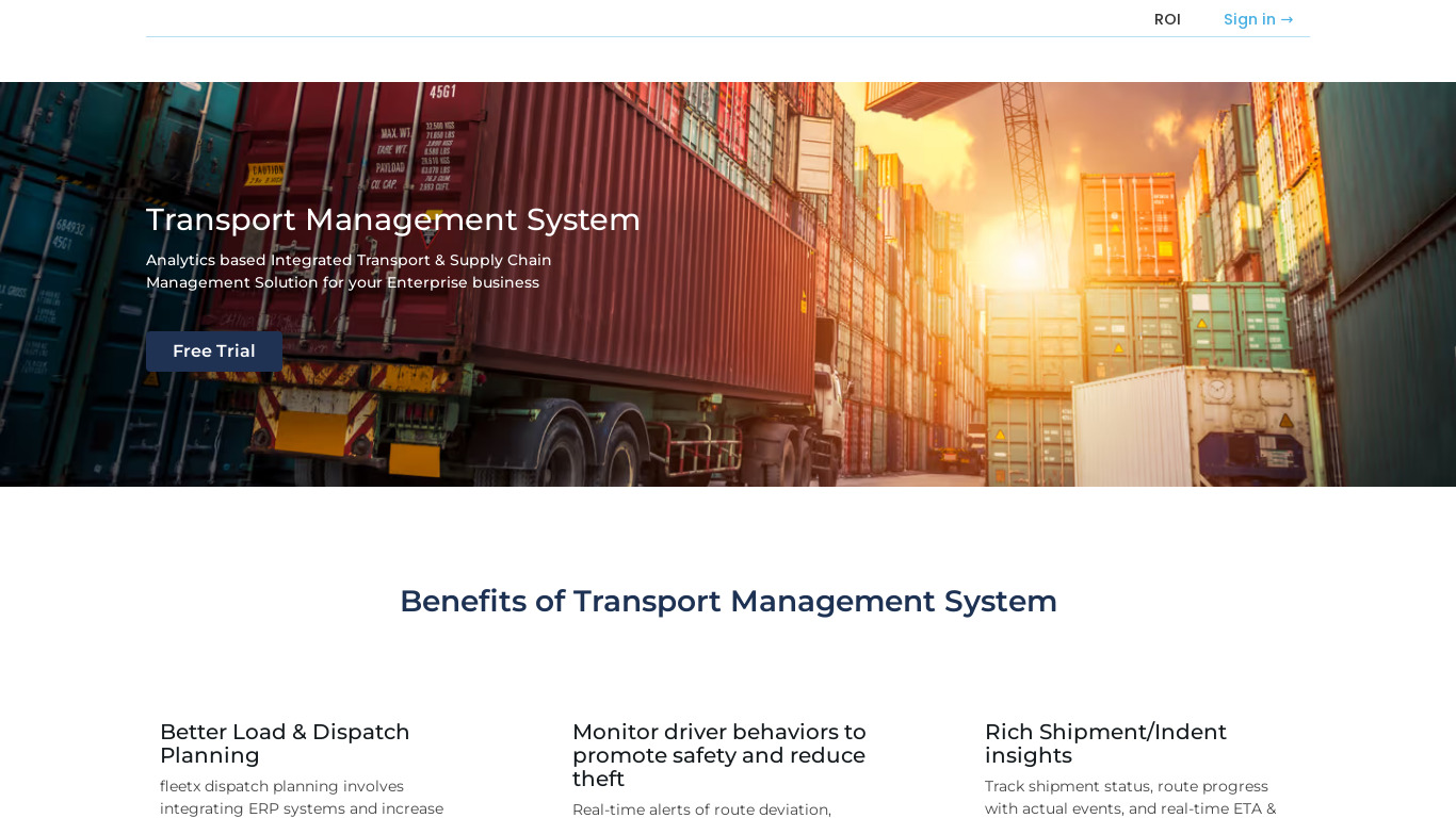 fleetx.io Transport Management System Landing page