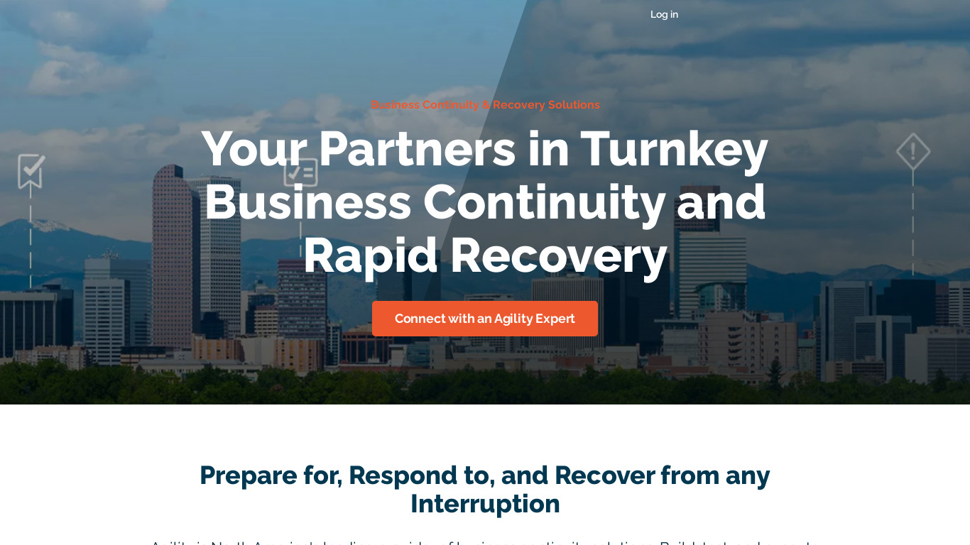 Agility Recovery Landing page