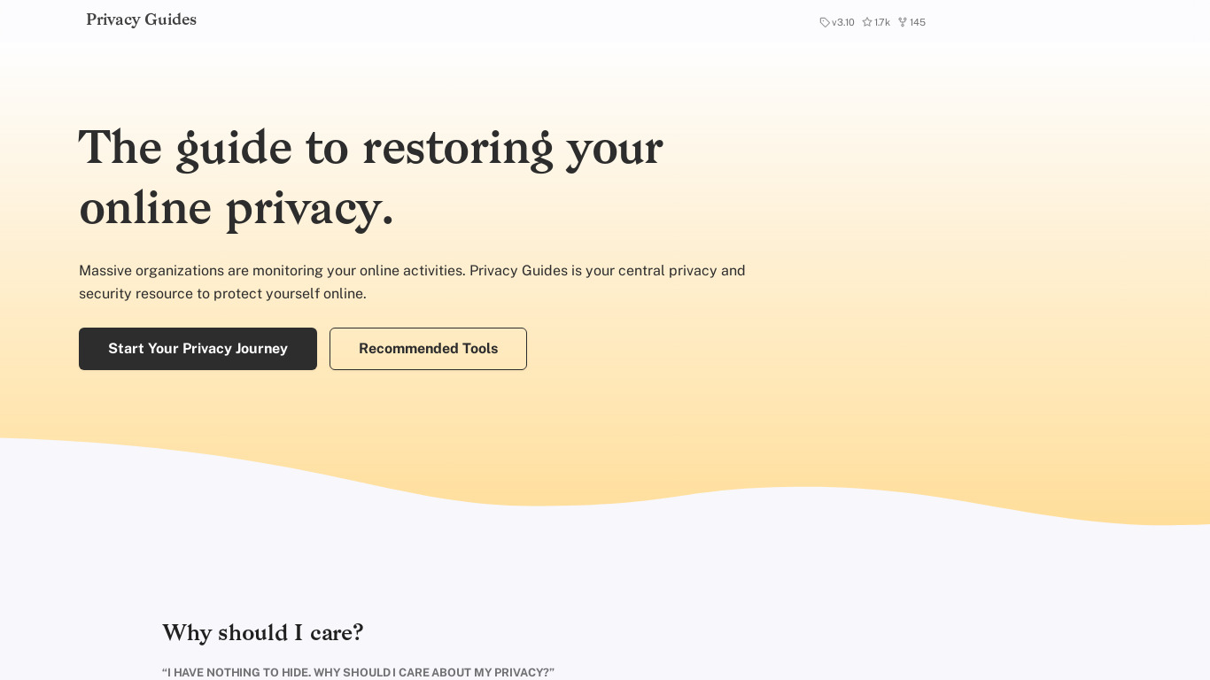 Privacy Guides Landing page