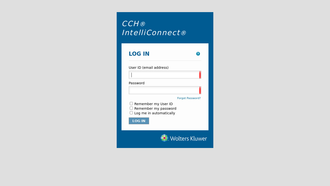 CCH Intelliconnect Landing page
