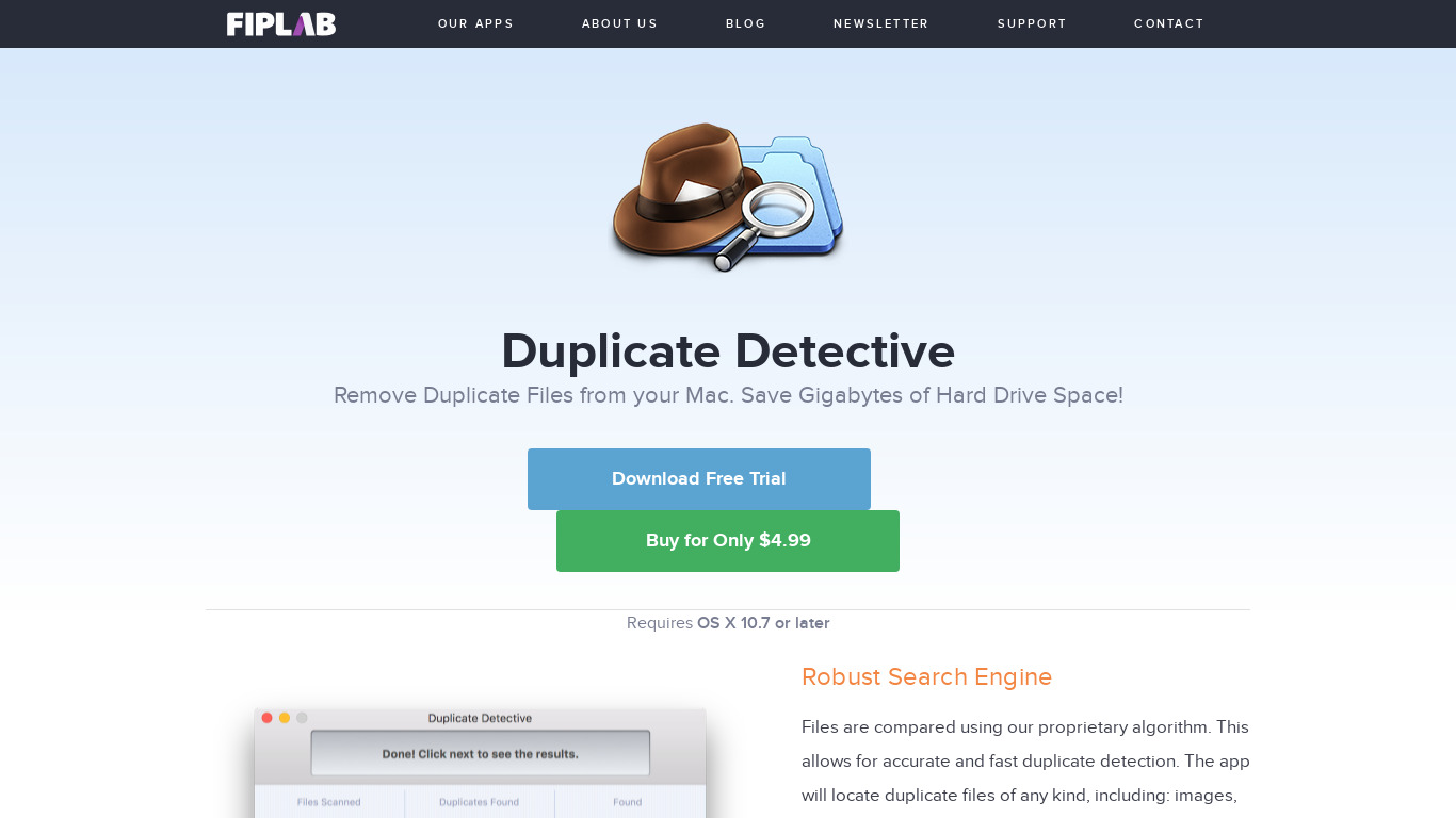 Duplicate Detective Landing page