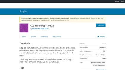 A-Z Indexing startup image