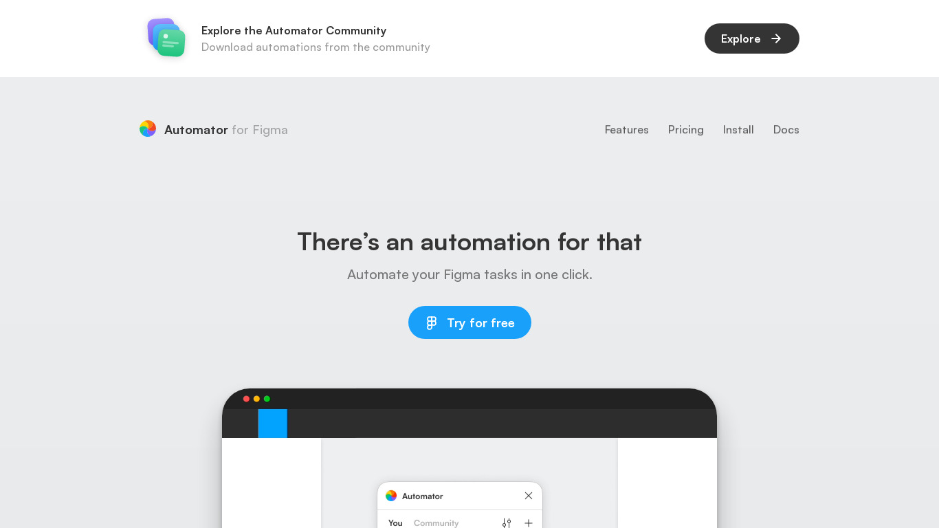 Automator for Figma Landing page