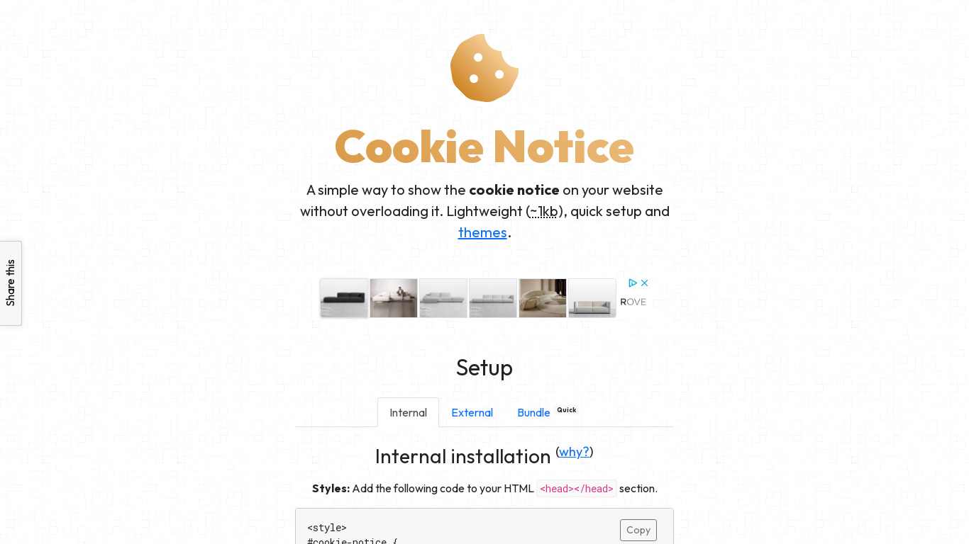 Cookie Notice For Websites Landing page