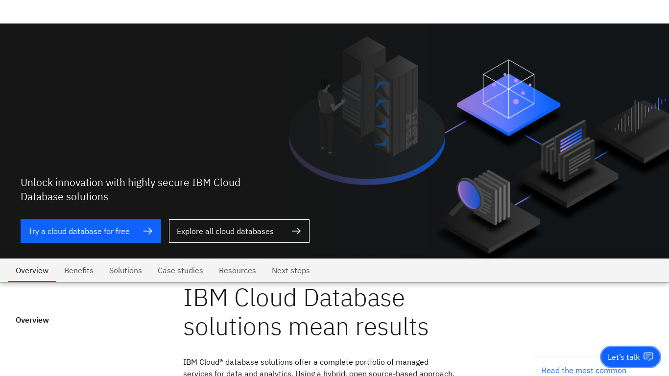IBM Cloud Databases Landing page