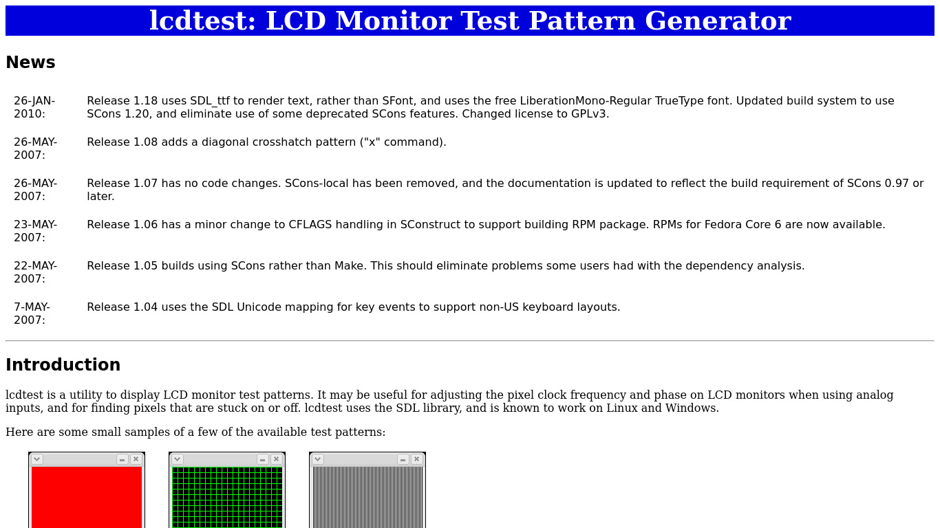 lcdtest Landing page