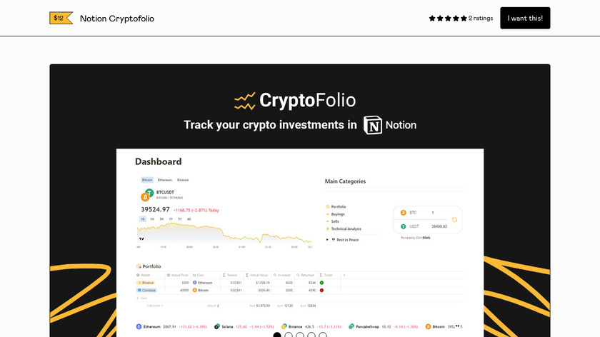 Notion Cryptofolio Landing Page