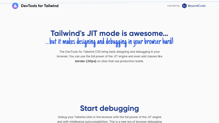 DevTools for Tailwind CSS Landing Page