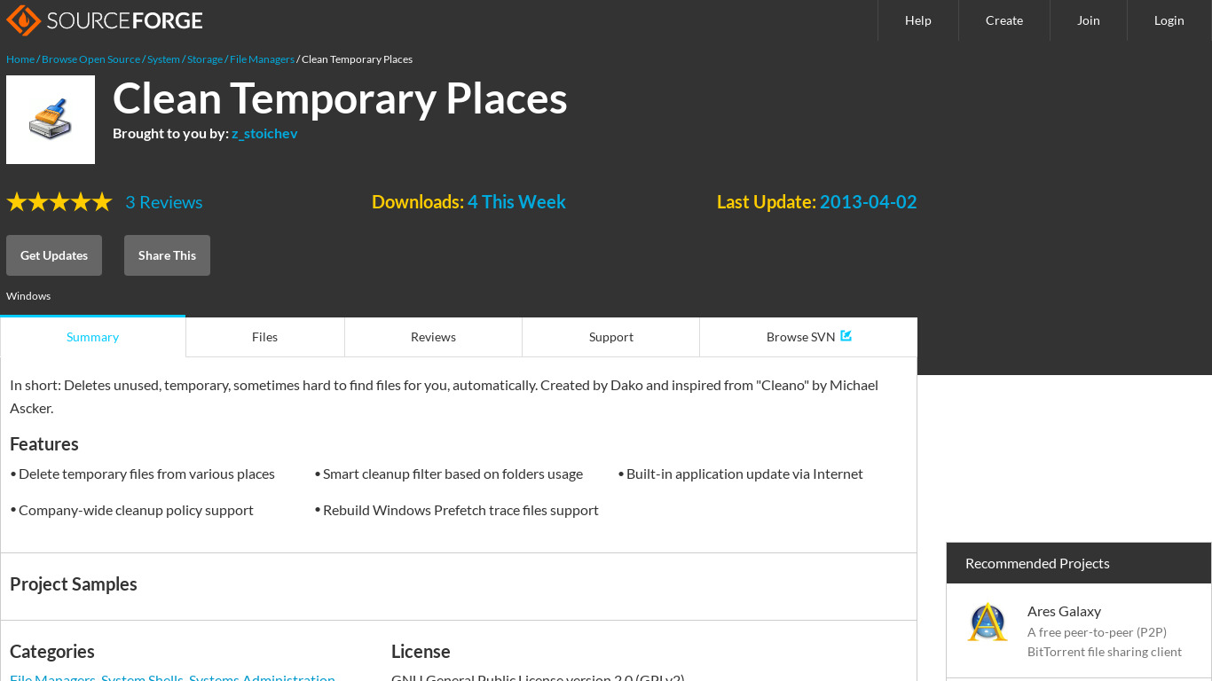 Clean Temporary Places Landing page