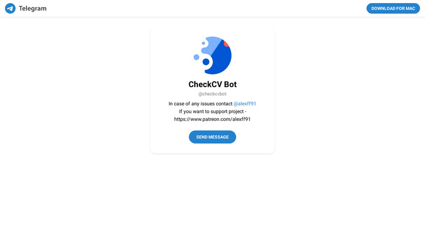 CheckCV Bot Landing Page