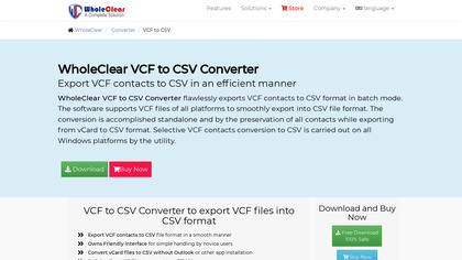 WholeClear VCF to CSV Converter image