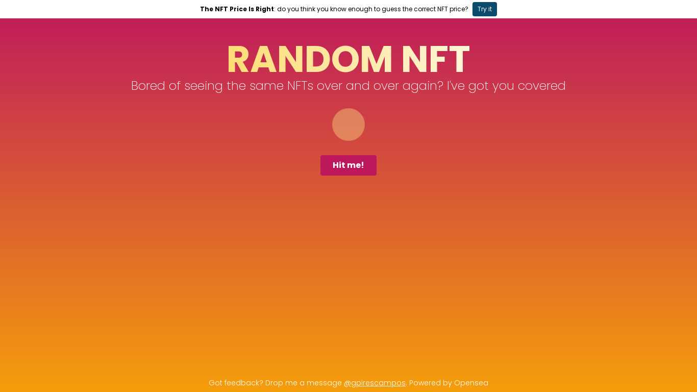 Random NFT Landing page