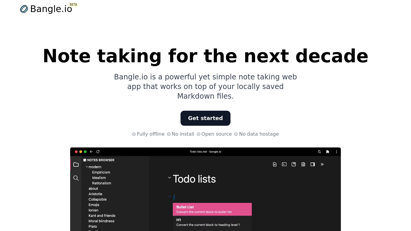 Bangle.io Landing page