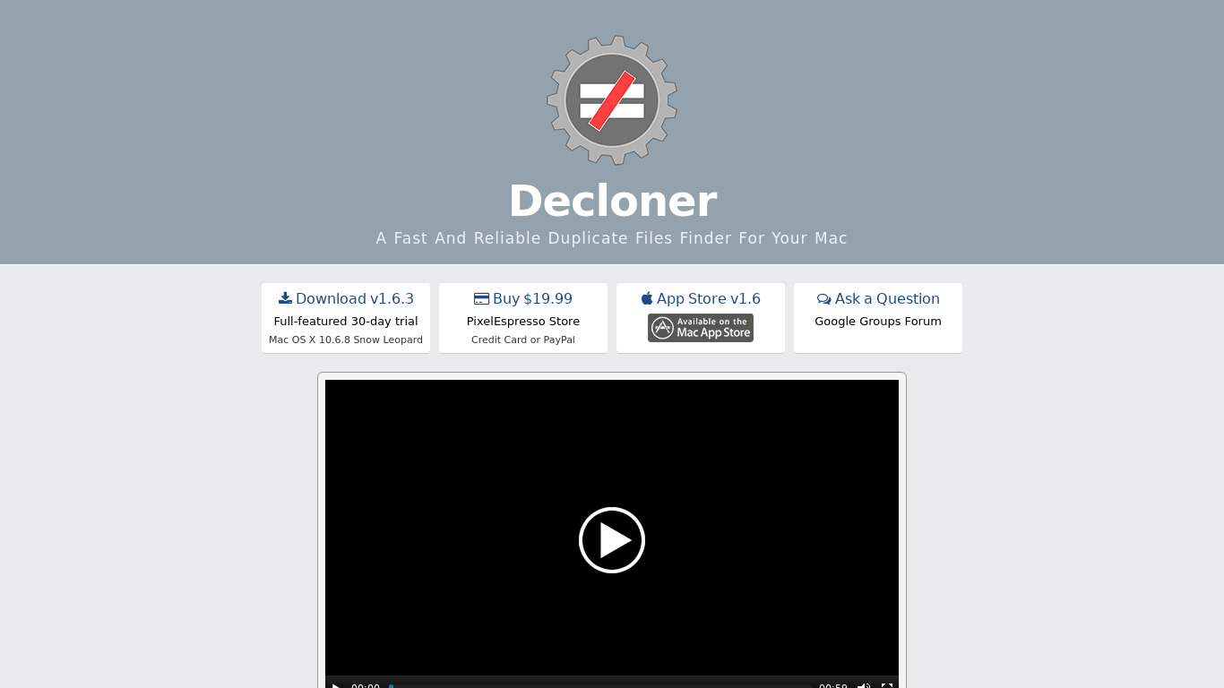 Decloner Landing page