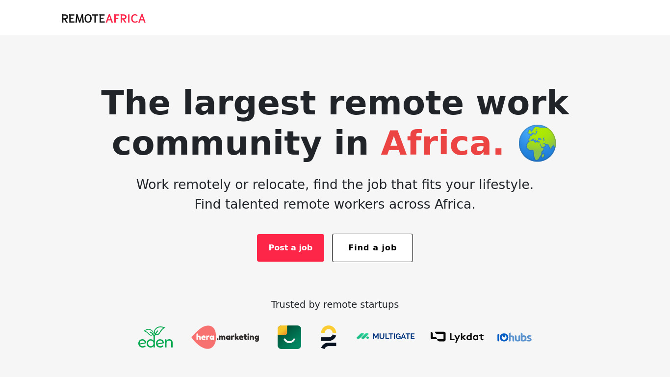 RemoteAfrica Landing page