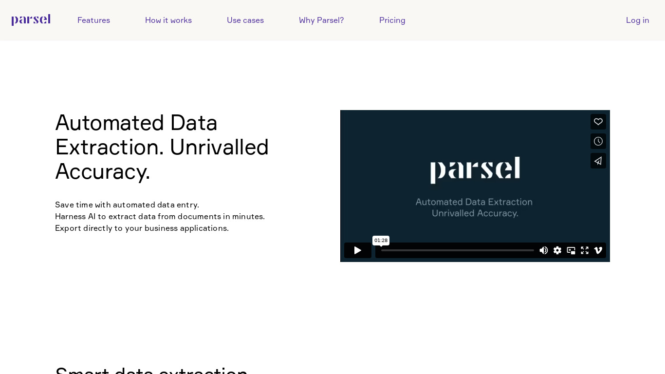Parsel.ai Landing page