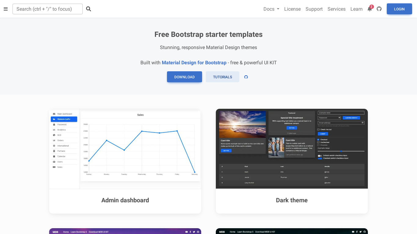 React Bootstrap Material UI Kit Landing page