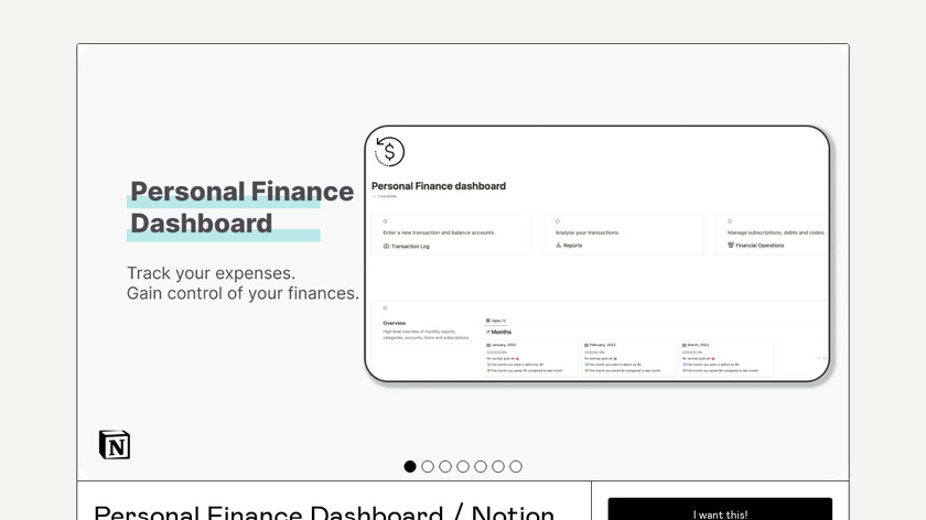 Notion (FIRE) Finance Dashboard Landing Page