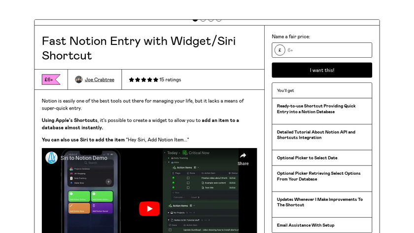 Notion Quick Entry Widget Landing Page
