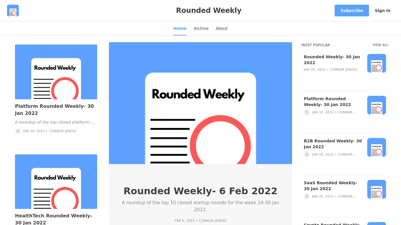Rounded Weekly Landing page