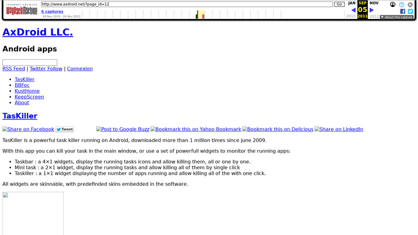 TasKiller Landing Page