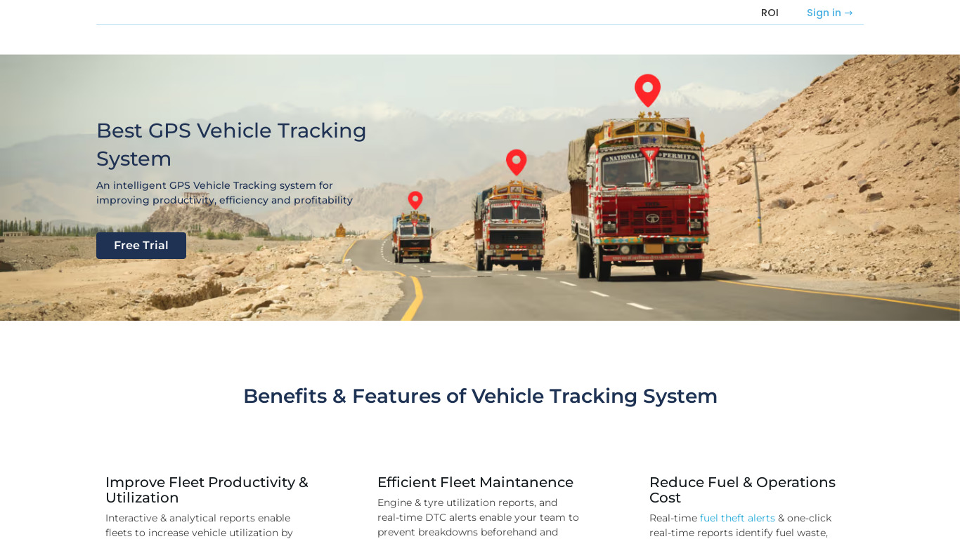 fleetx.io Vehicle Tracking System Landing page