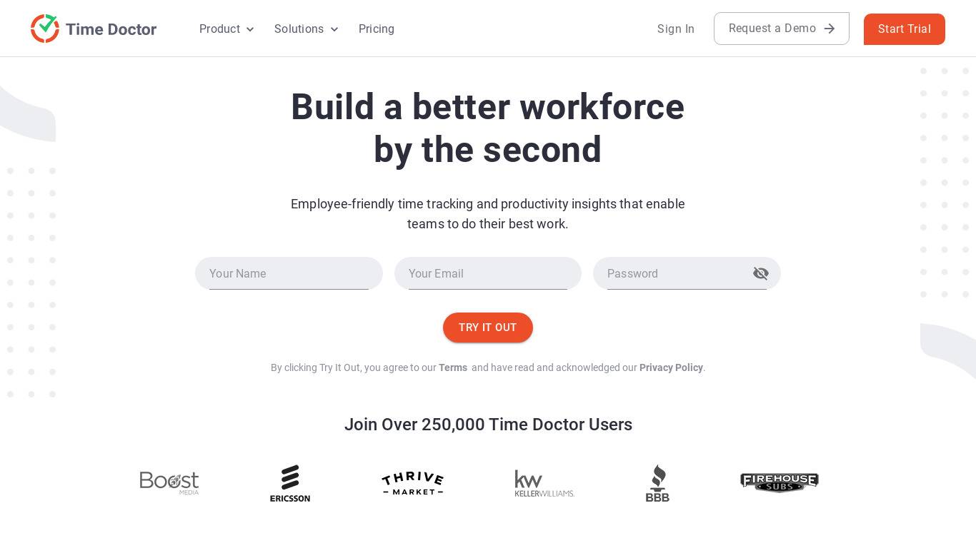 Time Doctor Landing page