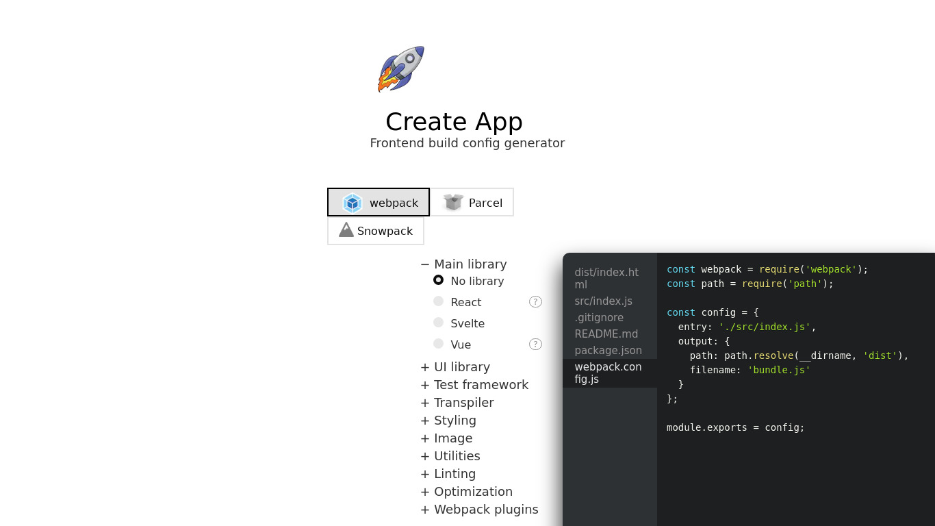 Create App Landing page