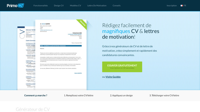 PrimoCV Landing Page