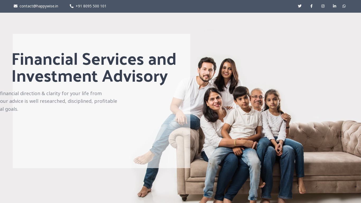 HappyWise Financial Planning Landing page