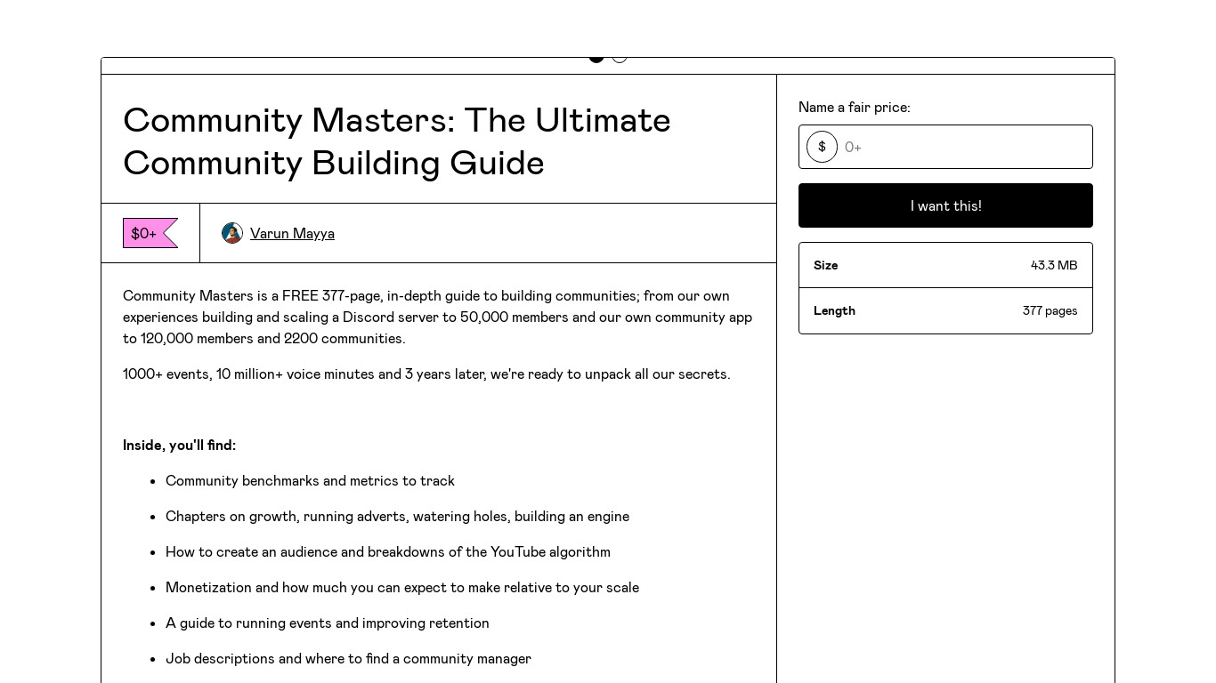 Community Masters Landing page