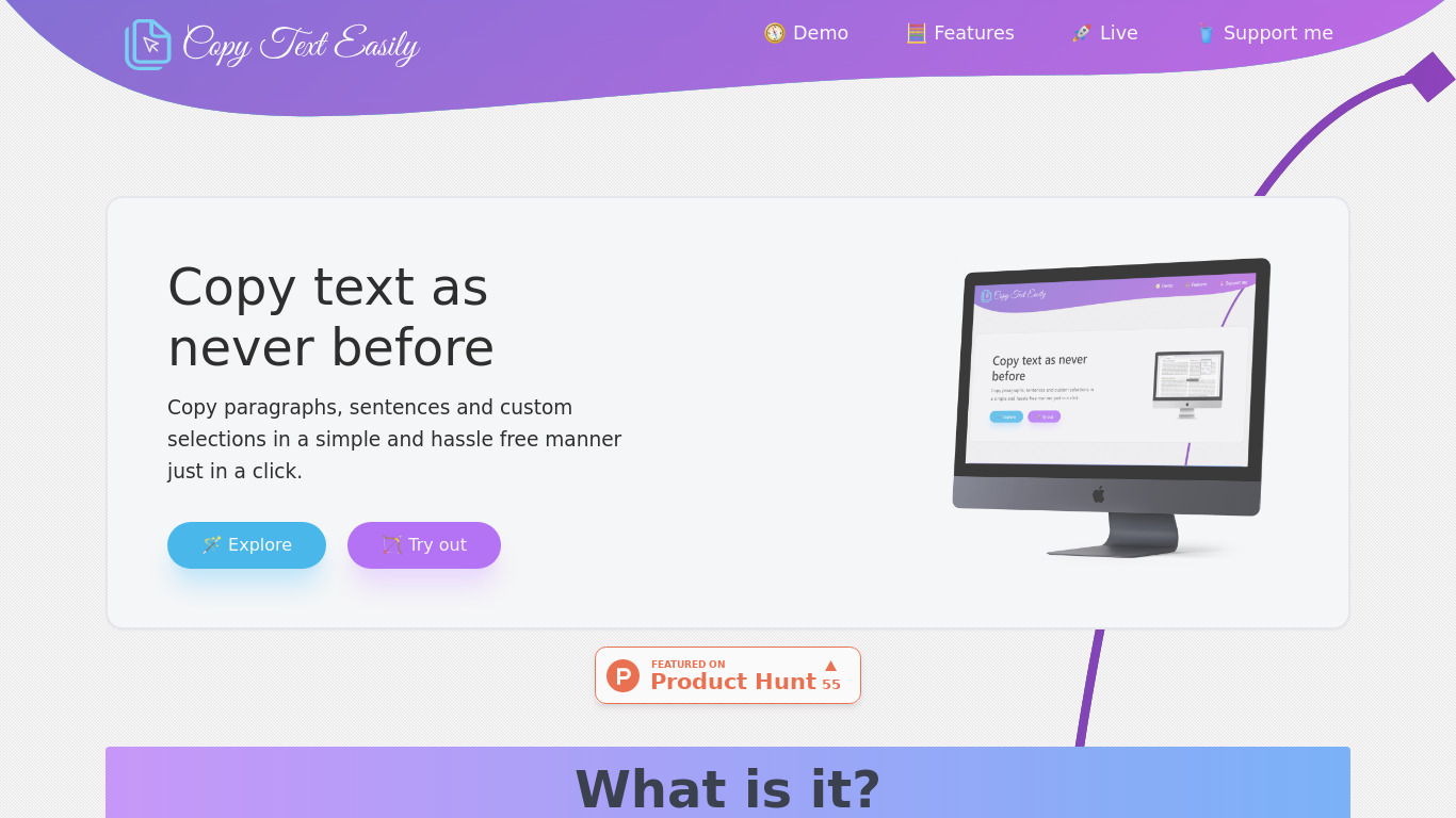Copy Text Easily Landing page