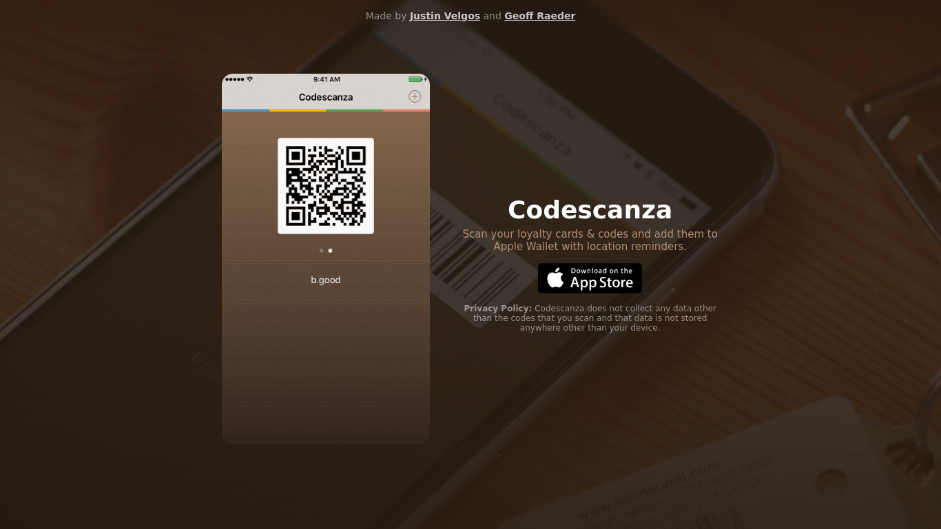 Codescanza Landing page
