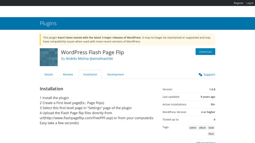 WordPress Flash Page Flip Landing Page