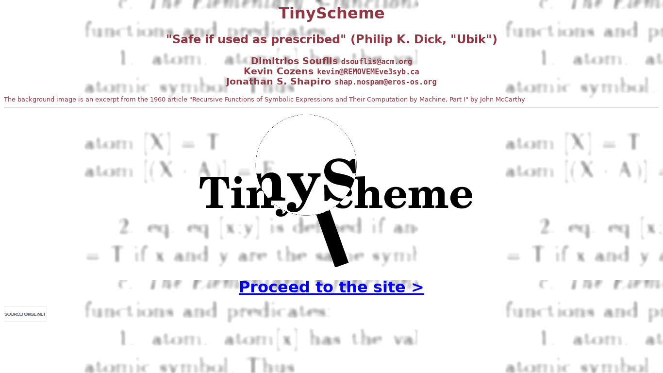 TinyScheme Landing page