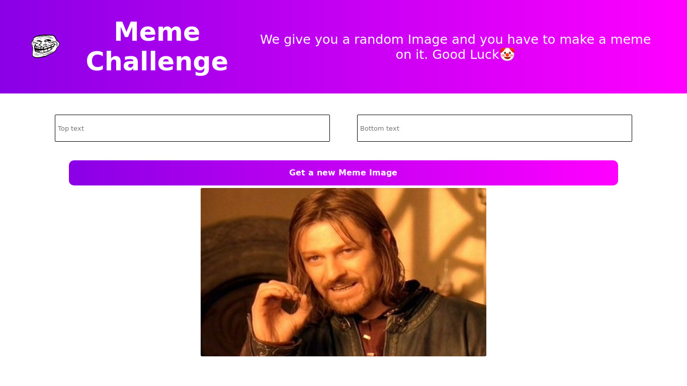 Meme-Challenge Landing page