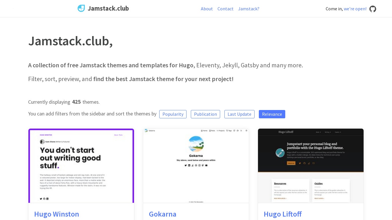 Jamstack.club Landing page