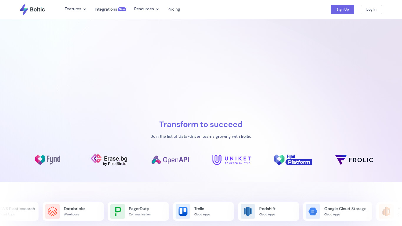 Boltic Landing page