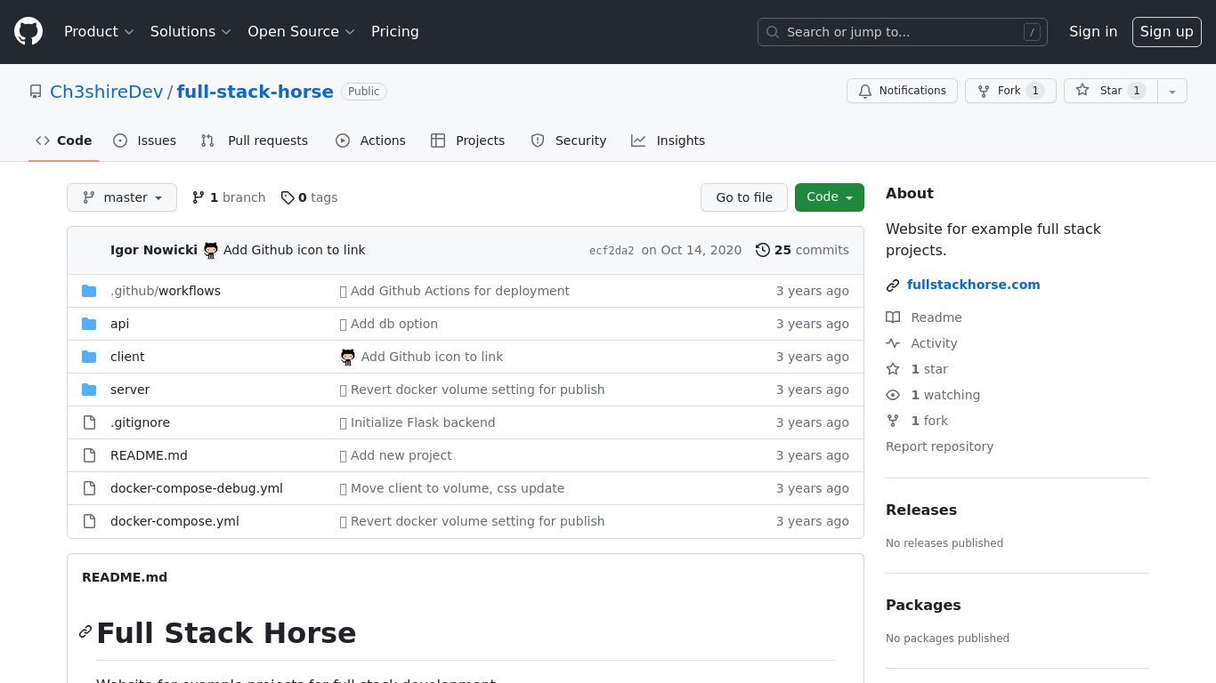 Full Stack Horse Landing page