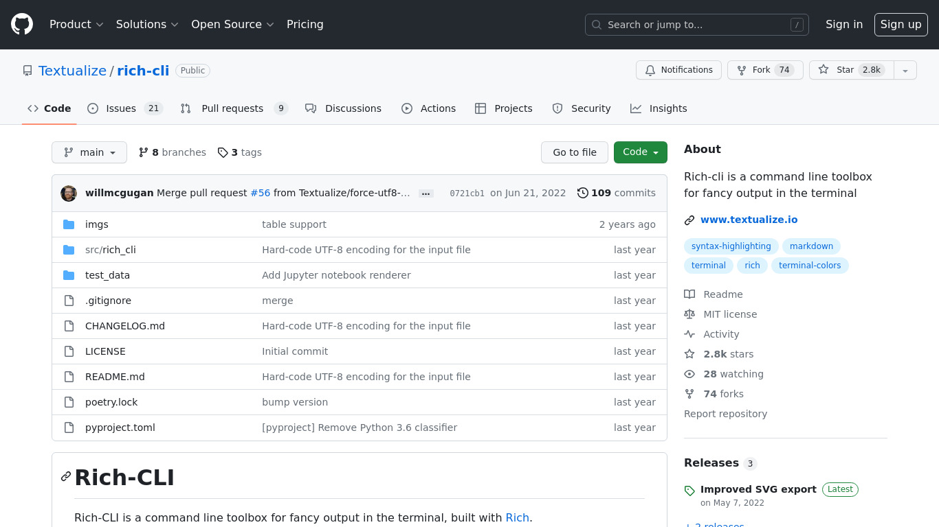 Rich CLI Landing page