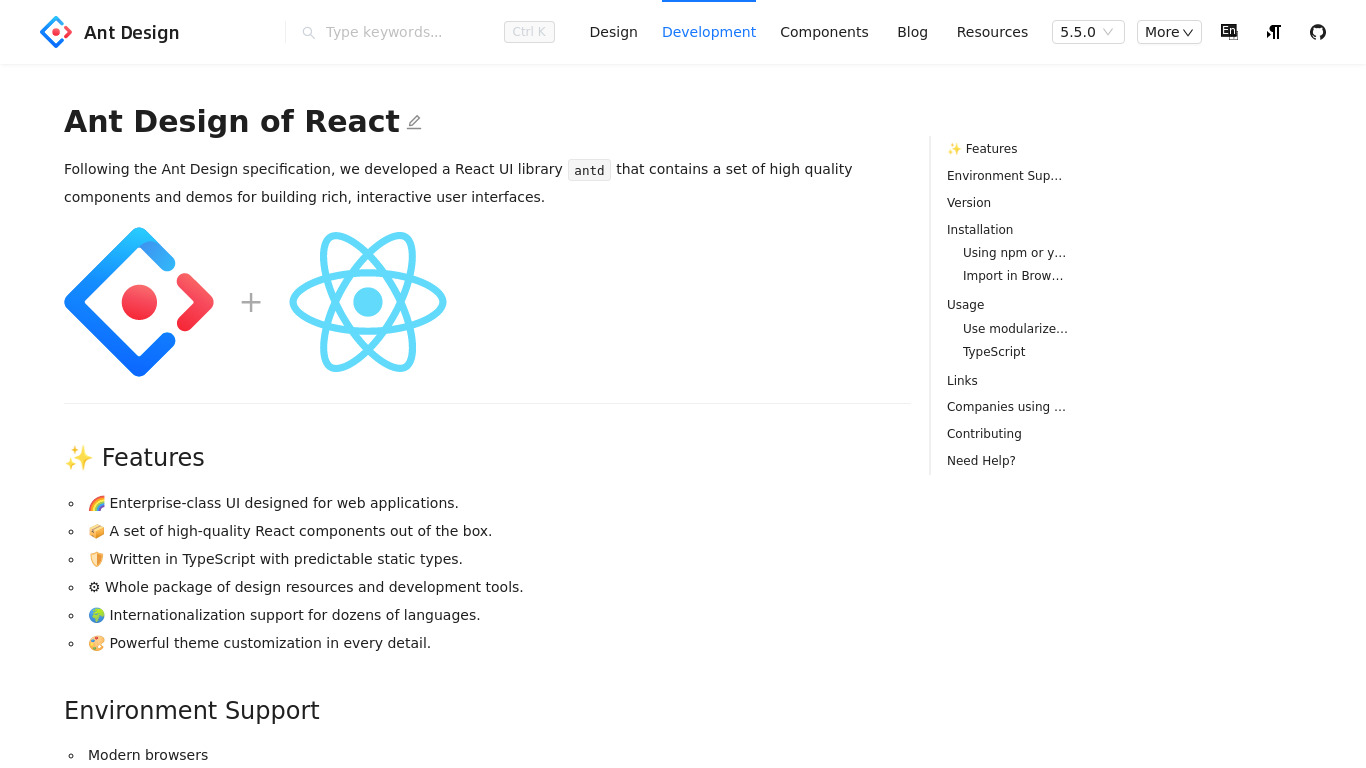 Ant Design React Landing page