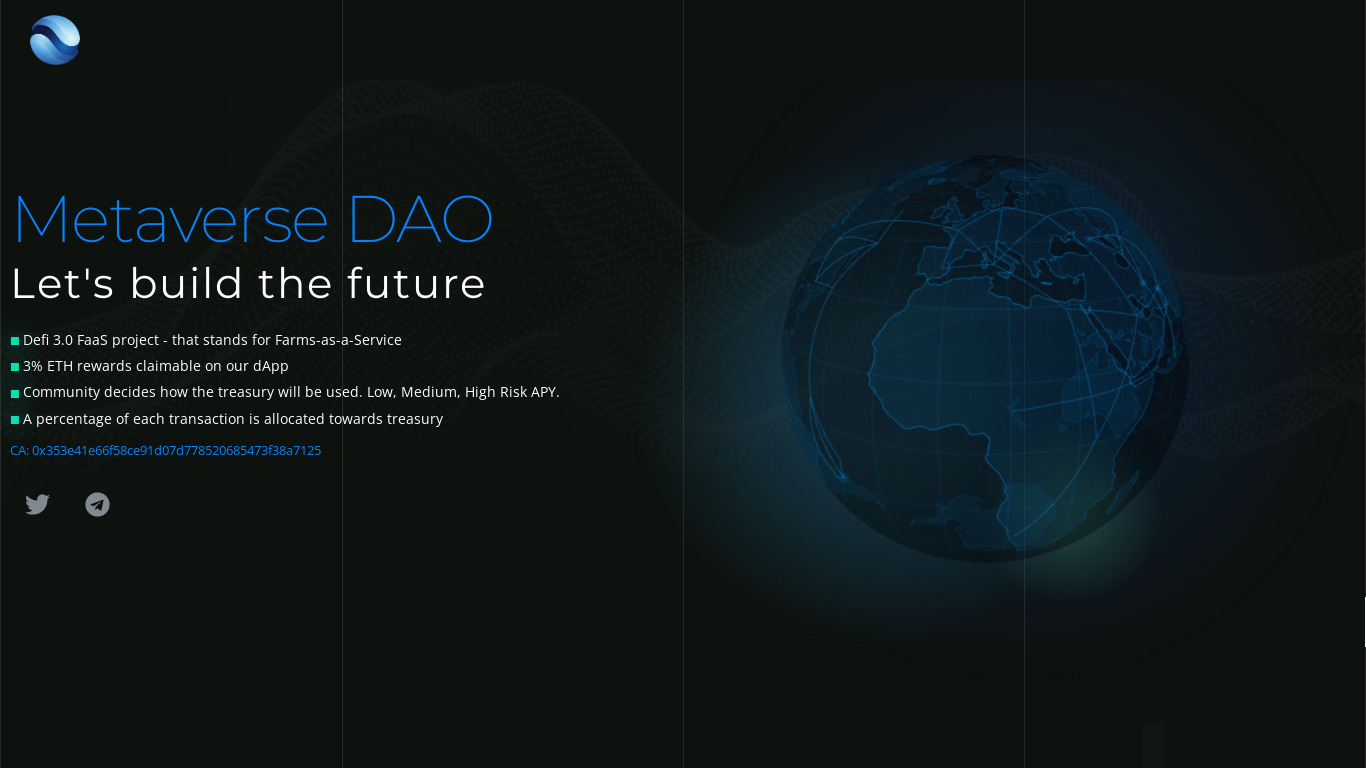 Metaverse DAO Landing page
