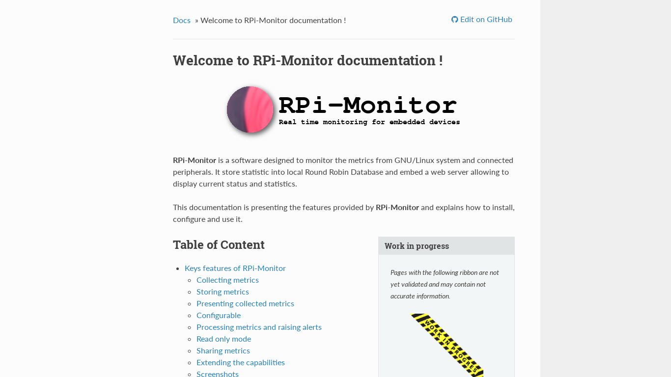 RPi-Monitor Landing page
