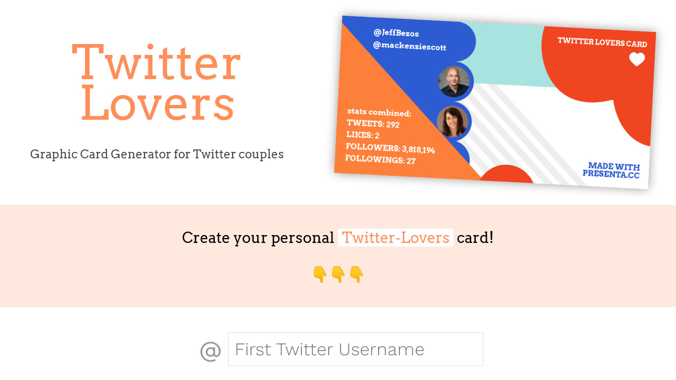 Twitter Lovers Landing page