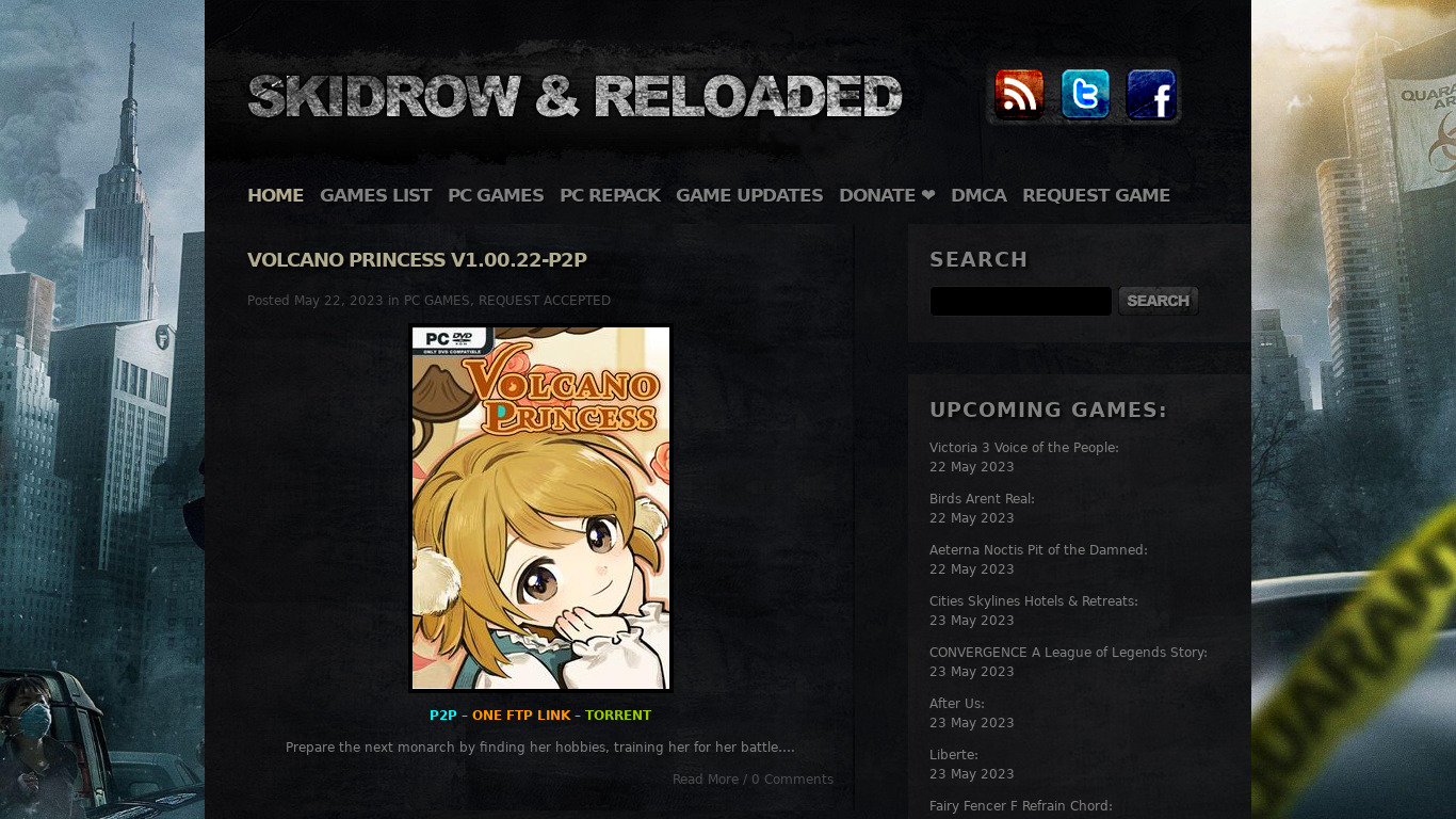 Skidrow & Reloaded Landing page